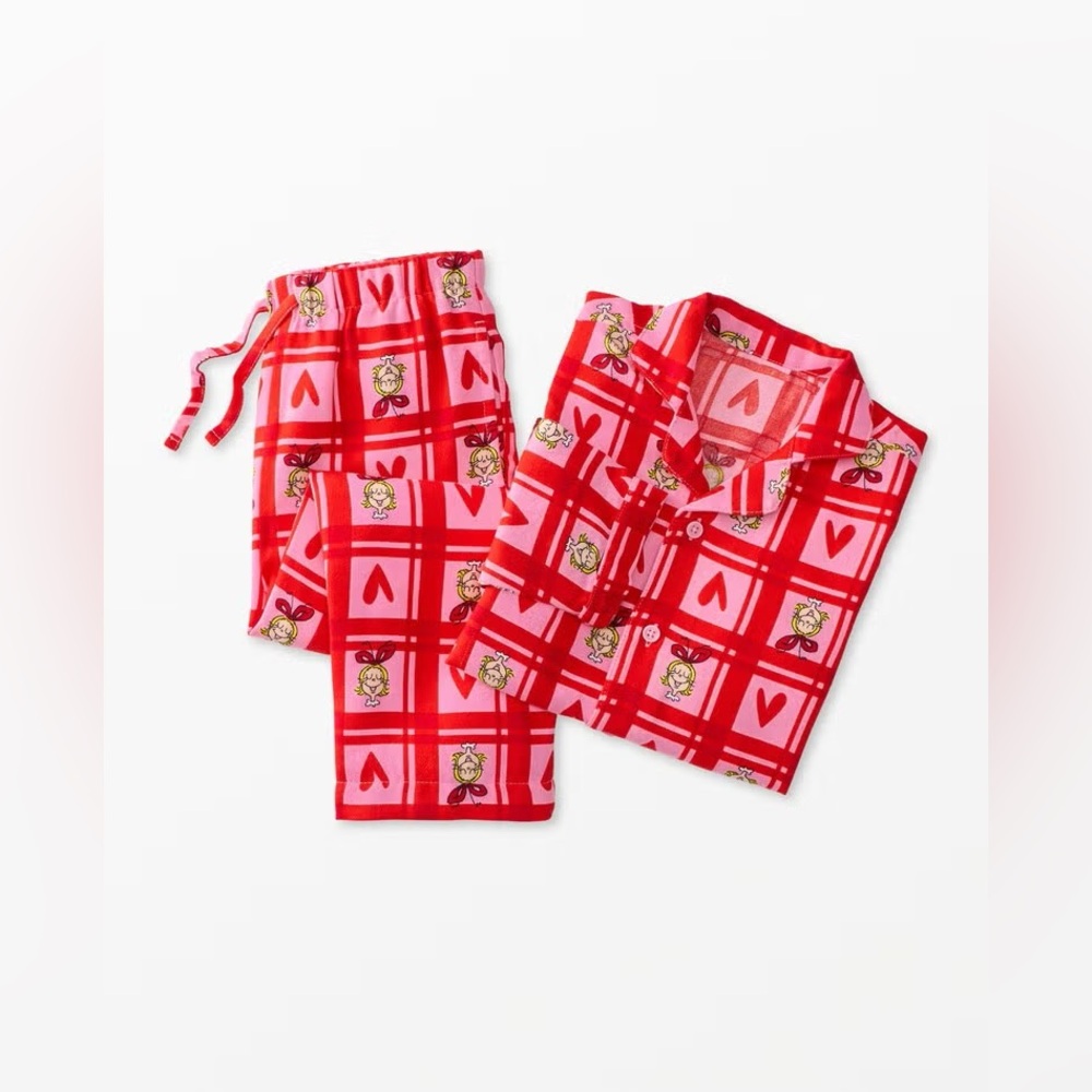 Hanna Andersson Cindy Lou Who Kids Dr. Seuss Grinch Flannel Pajama Set size 3t